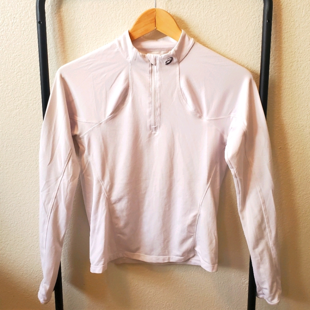 👟 ASICS white 1/2 zip running top